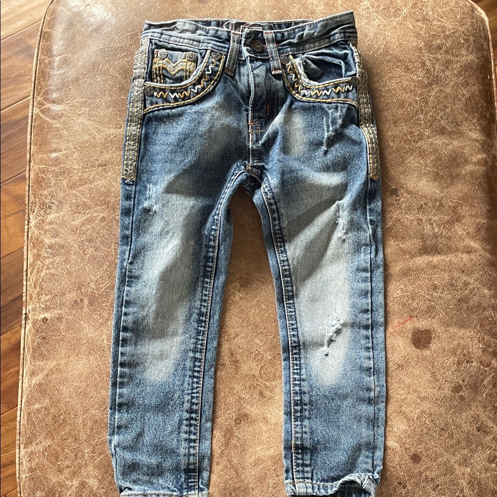 Monarchy Child's Distressed Blue Jeans. Good Distressed Condition. Size 4.